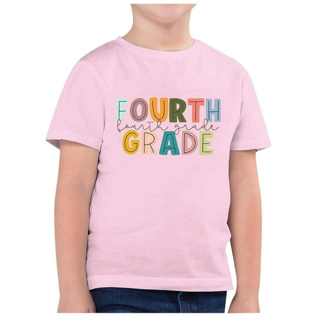 AJIWYH Chemise Verte pour Tout-Petit, T-Shirt Décontracté à Manches Courtes à Col Rond Imprimé pour la Rentrée Scolaire pour Enfants (11), Hauts à Manches Courtes pour Filles de 4-5 Ans, Rose