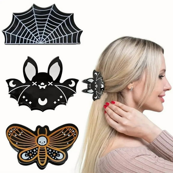 Yoyauz Halloween Hair Clip, Suitable For Thick And Thin Hair, Pumpkin Ghost Bat Design Hairstyle Accessories, Halloween Party Gift