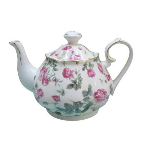 Gracie China Rose Chintz 4-1/2-Cup Pink Rose Bouquet Porcelain Teapot