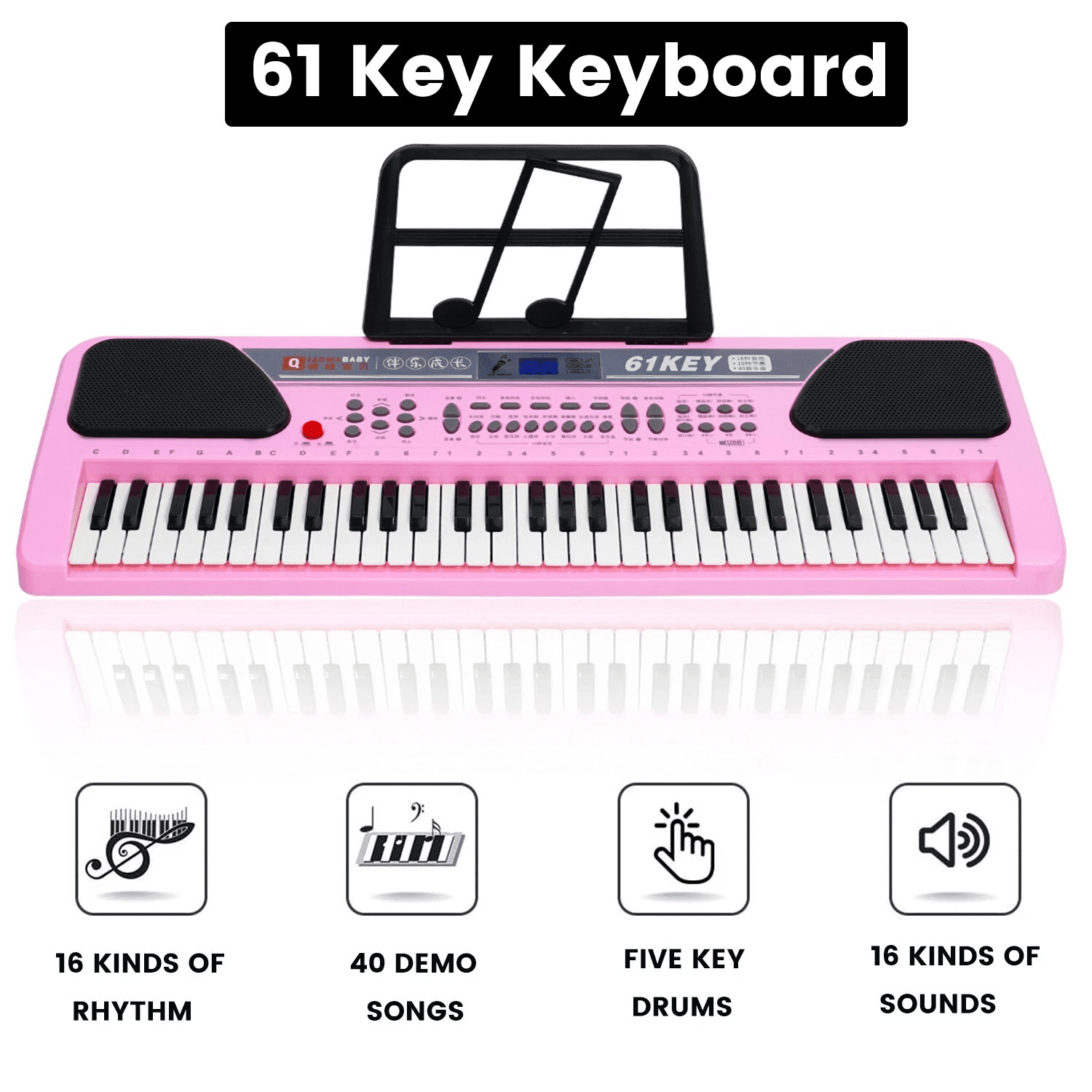 iMeshbean 61 Key Keyboard Piano w/Stand Electronic Digital Piano for Beginners Built-In Speakers & Mic