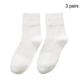 thumbnail image 2 of Linyer Socks Cotton Plain Stockings Solid Color Non  for Slip Hold Up Leg Warmer Warm Washable Sock Women Running Sport Hosiery White, 2 of 3