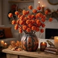 thumbnail image 6 of Artificial Velvet Pumpkin Pick with Branches & Berries, Fall Floral Arrangement Supply, Summer to Fall Decor for Vase, Wreath Making, Thanksgiving, Halloween and Seasonal Home Decoration, Orange, 6 of 6