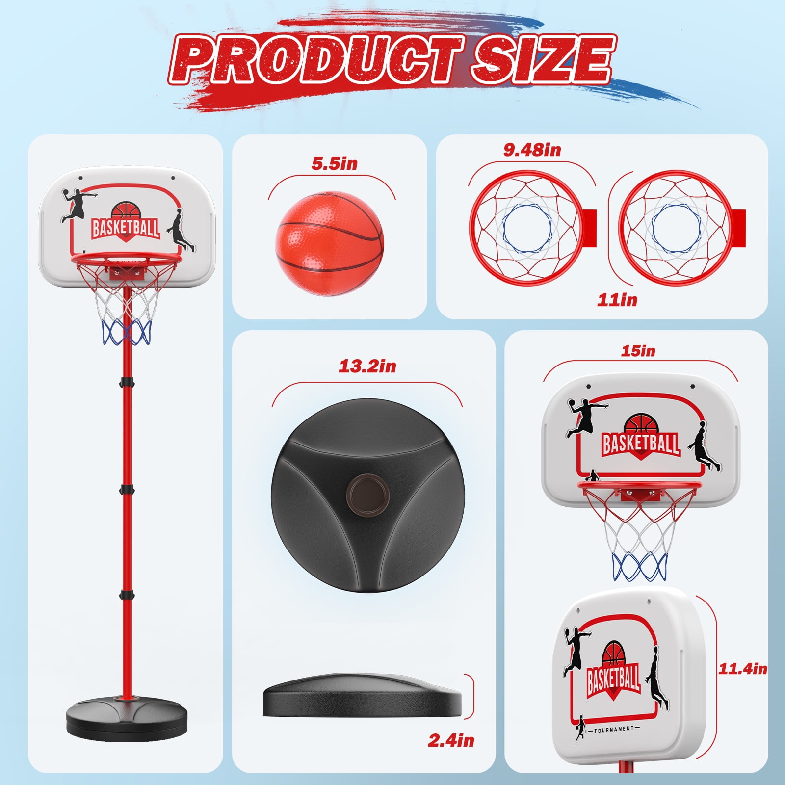 JoyStone 2 in 1 Kids Basketball Hoop and Punching Bag, Adjustable Stand with Boxing Gloves & 2 Balls, Toddler Basketball Hoop and Boxing Bag Set Toy for Outdoor Indoor Sports Games