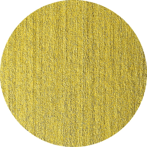 Ahgly Company Indoor Round Solid Yellow Modern Area Rugs, 8' Round