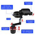 thumbnail image 4 of Car Cup Holder Expander Adjustable Cup Holder with Attachable Tray 360° Rotatable Car Mount Cup Table Organizer with Phone Holder for Small Water Bottles Coffee Drink Snack Fries, 4 of 9