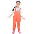 thumbnail image 2 of Toddler Rain Pants Toddler Kids Solid Waterproof Bib Pants Proof Windbreak Rain Pants with Reflective Tape Orange 3 Years-4 Years, 2 of 4