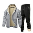 thumbnail image 2 of VBTAPA Sherpa Lined Sweatsuit for Men 2 Piece Full Zip Hoodie Jackets and Joggers Sweatpants Winter Warm Fleece Outfits Gray XL, 2 of 8