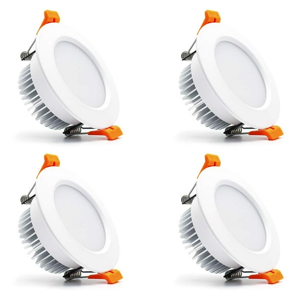 3 inch Dimmable LED Recessed Lighting, 7W Retrofit Downlight, 4000K Natural White, CRI 80 with LED Driver, as AC 110V Ceiling Light Fixture for Living Room, Kitchen, Bedroom, Hallway, 4 Pack