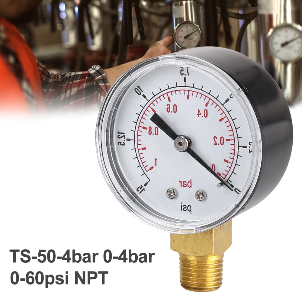 Low Pressure Gauge For Fuel Air Oil Gas Water 50mm 0-60 PSI 1/4 NPT BRASS 