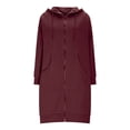 thumbnail image 5 of Long Hoodies for Women Long Raglan Sleeve Oversized Zip Up Hooded Sweatshirt with Pockets Hoodie Dress Jacket Coat, 5 of 5