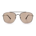 thumbnail image 4 of Mens Classic Double Bridge Rectangular Metal Rim Mobster Sunglasses Silver - Beige, 4 of 7