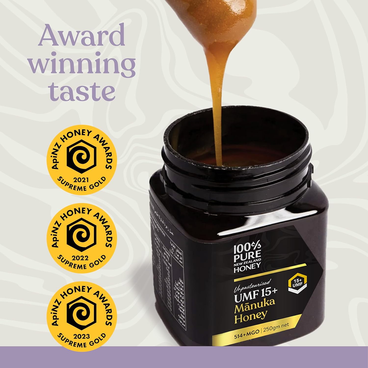 100% Pure New Zealand Manuka Honey, Certified UMF 25+ (MGO 1197+) Raw Manuka Honey, 8.8 Oz (250g)