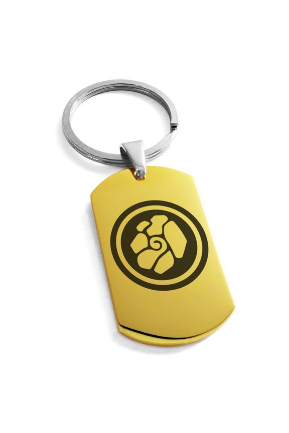 Stainless Steel Earth Element Rune Engraved Dog Tag Keychain Keyring