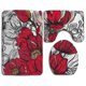 thumbnail image 1 of ABPHQTO Flor roja Juego de alfombras de baño de 3 piezas Alfombra de baño Alfombra de contorno y tapa de inodoro, 1 of 2