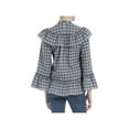 thumbnail image 2 of Max Studio London Womens Ruffled Knit Blouse, Grey, X-Small, 2 of 2