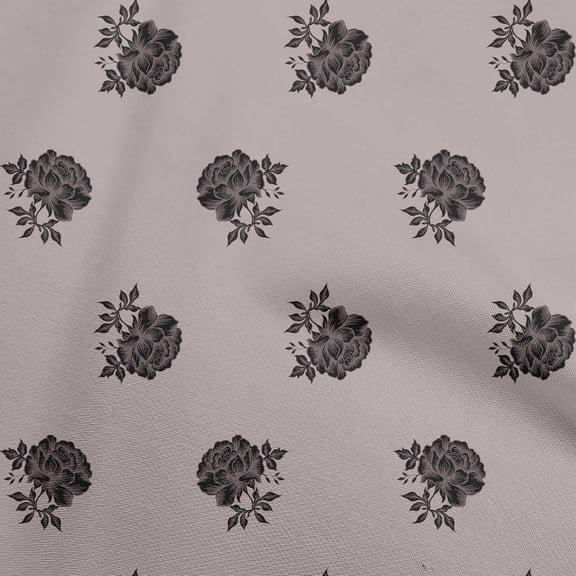 oneOone Polyester Spandex Black Fabric Floral Craft Projects Decor Fabric Printed By The Yard 56 Inch Wide