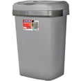 thumbnail image 2 of Hefty Kitchen Trash Can, 12.1 Gallon Plastic Touch Top Garbage Bin with Push Button Lid, Gray, 2 of 7