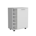 thumbnail image 3 of Depot E-Shop Tilden Bar Cart with 2 Inner Shelves, Caster Wheels and Built-in Bottle Storage, White, 3 of 7