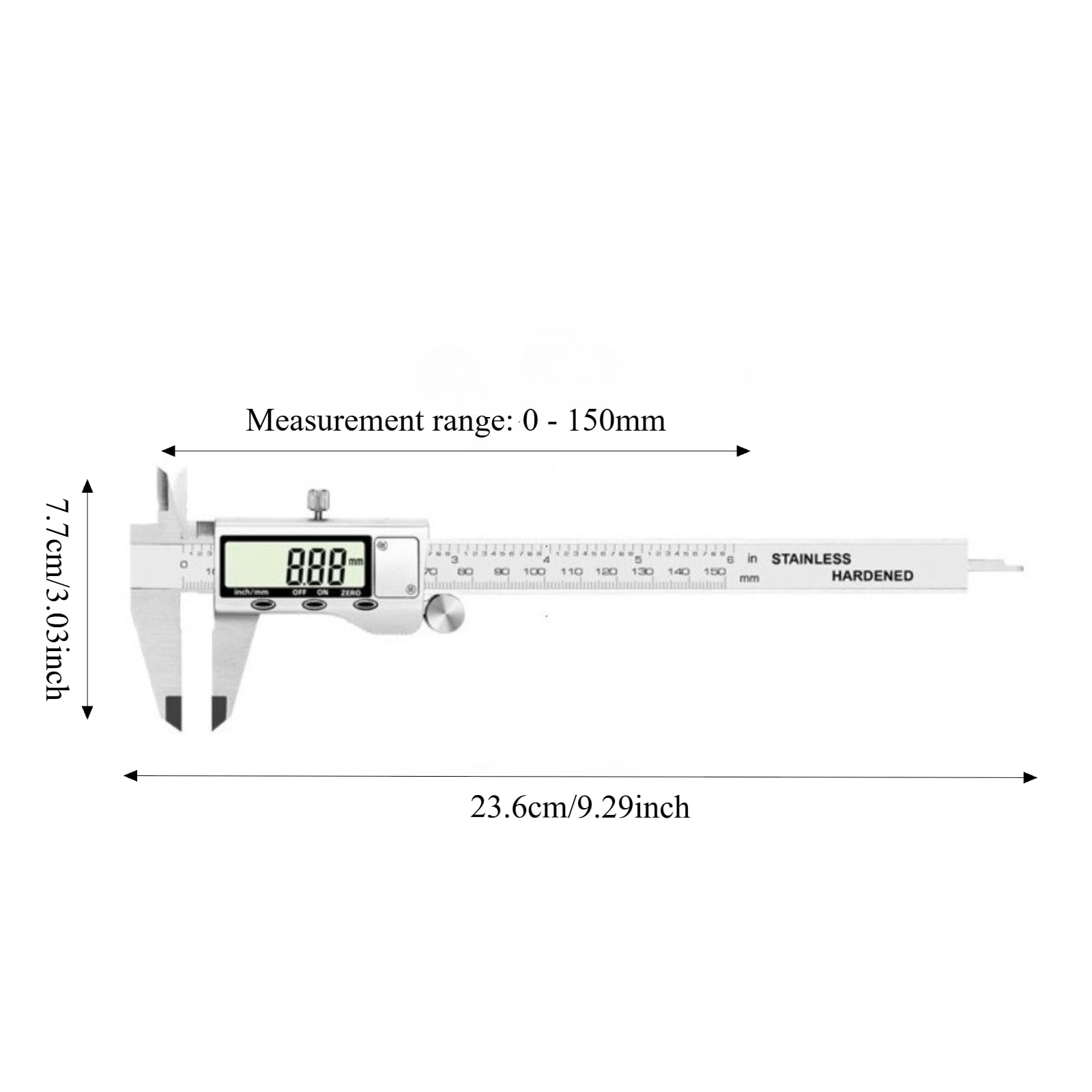 Digital Caliper Measuring Tool, Stainless Steel Vernier Caliper Digital Micrometer with Large LCD Screen, Easy Switch from Inch Metric Fraction, 6 Inch Caliper Tool for DIY/Household