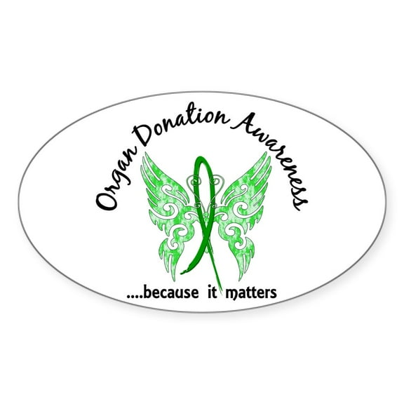 CafePress - Organ Donation Butterfly 6.1 - Sticker (Oval)