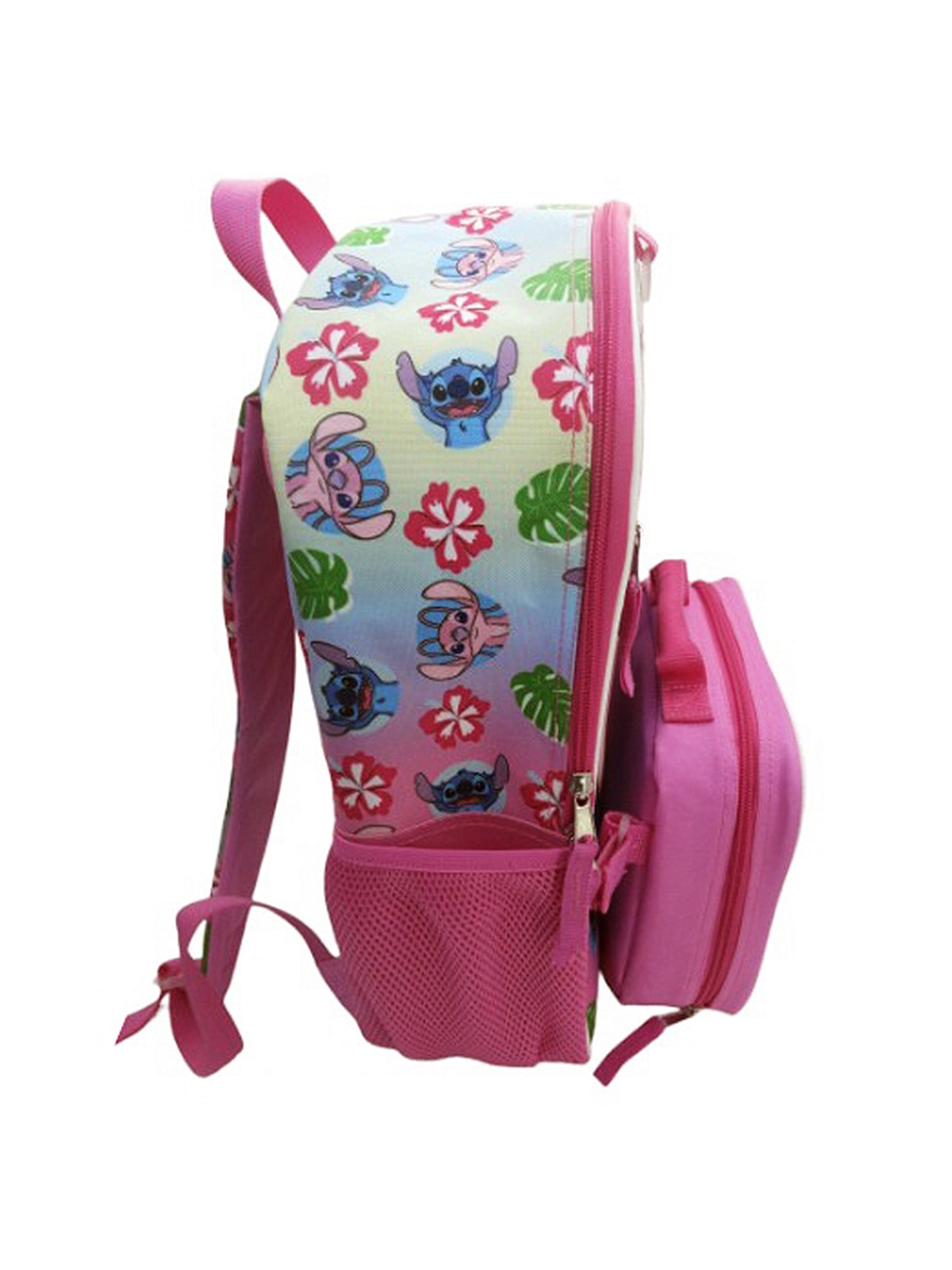 Disney Lilo and Stitch Girl's 3-Piece Backpack Set with Headphone - Pink