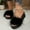 Black, variant on Women Fluffy Feather Pom Pom Wedge Flatform Open Toe Slide Sandals White 9