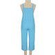 thumbnail image 5 of Pantalones de una pieza con tirantes rectos sueltos de lino y algodón de Color sólido informales para mujer Pompotops ulkah942667, 5 of 9