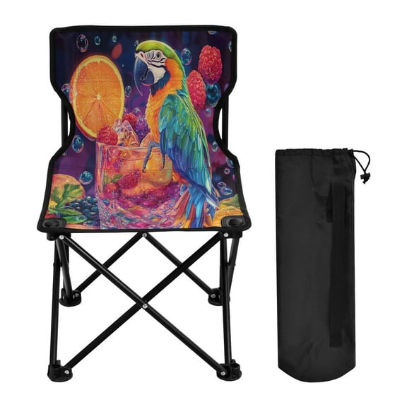 BZSMCE Camping Chairs Modern Tropical Refreshment with A Parrot Pattern Folding chair