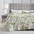 thumbnail image 3 of Vintage Wildflower Herbs Floral Blanket, Soft Blankets Flannel Bed Throw Cozy Lightweight Plush Gifts for Women Girls Sofa Couch Bedroom Living Rooms Warm All Season, Home Decor, 80"x60", 3 of 6