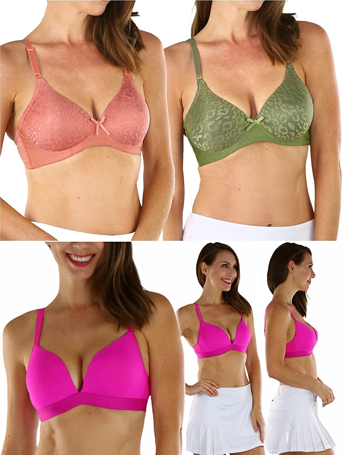 ToBeInStyle Women's Pack of 6 Random Assorted Print Wireless Bras - Assorted - 40C