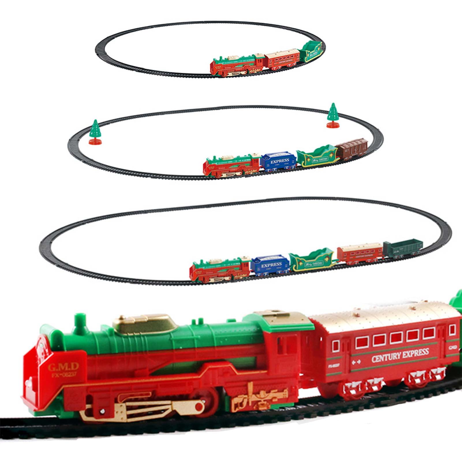 15Pcs Christmas Train Round Track Set With Light Sound Smoke For Children Gift 