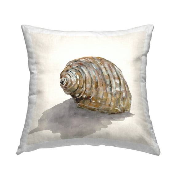 Stupell Industries Curved Seashell on Beige Decorative Printed Throw Pillow Design by Jacob Q.