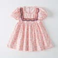 thumbnail image 1 of Vestido de verano de manga abullonada para niña, vestido de princesa con cuello cuadrado y encaje floral, vestido de manga corta para niña, 1 of 5