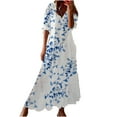 thumbnail image 2 of SMihono Robe Maxi Bohème d'Été pour Femmes Grande Taille Mode Femmes Décontractée Col en V Imprimé Manches Courtes Robe Longue Ample Robe de Plage, 2 of 6