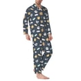 thumbnail image 2 of Honeii Cartoon Animals Pattern Mens Pajamas Set,2pcs Men's Lounge Long Sleeve Sleep Shirt and Pajama Bottoms Sleepwear Set,Mens Pjs Sets-Small, 2 of 7