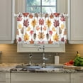thumbnail image 2 of Yayeee Kitchen Curtains Tier Pair Light Filtering 27"x36" Rod Pocket Short Cafe Window Panel, Gray Autumn Leaves, 2 of 7