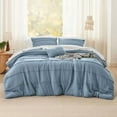 thumbnail image 6 of Twin Comforter Set - 3 Pieces Pinch Pleat Bed Set, Light Blue Boho Bedding for All Season, 1 Soft Comforter, 1 Pillowcase, 1 Decorative Pillow, 6 of 7