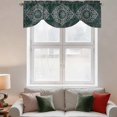 thumbnail image 3 of Tie Up Valances for Windows, Boho Southwest Adjustable Valance Curtains Window Treatment for Living Room, Dark Green Gray Aztec Abstract Floral Rod Pocket Kitchen Curtains & Drapes 42x12 Inch, 3 of 9