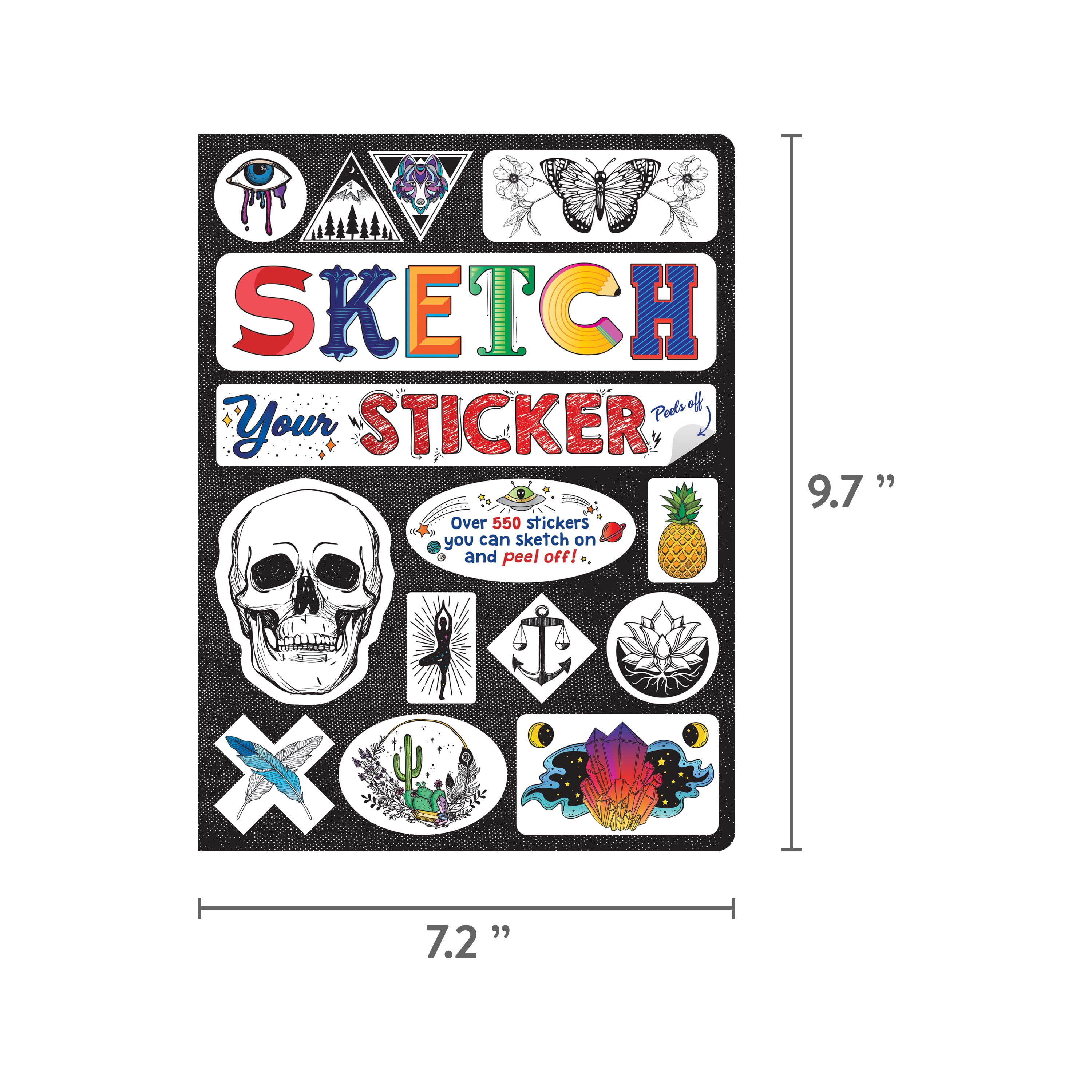 Piccadilly Sketch Your Sticker Journal for Ages 6 and Up, 7.3 x 9.7", Sticker Paper