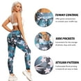 thumbnail image 5 of SEASUM Women's High Waist Floral Printed Yoga Leggings With Pockets Workout Athletic Pants Flower Blue XL, 5 of 7