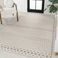 thumbnail image 3 of JONATHAN  Y  Duenas High-Low Two-Tone Monstera Leaf Area Rug 3 X 5 - Cream/Gray, 3 of 5