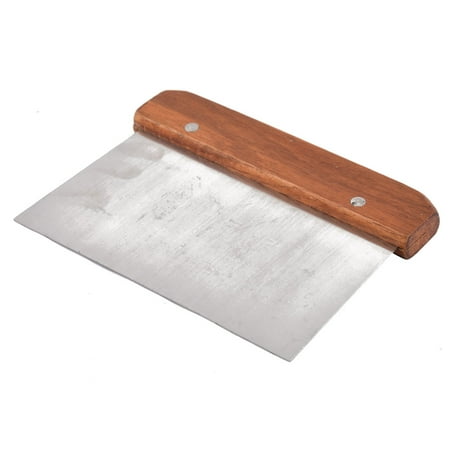 Kitchen Cream Angled Cake Icing Spatula Scraper Silver Tone Wood