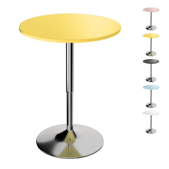 23.5"Round Barstool Adjustable Height Metal Bar Pub Table Counter Bistro, Yellow