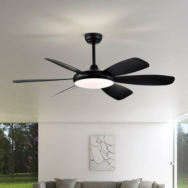 Edvivi Lighting Matte Black 52 in. 6-Speed Integrated LED Indoor 6-Blade Ceiling Fan with Light Kit and Remote Control