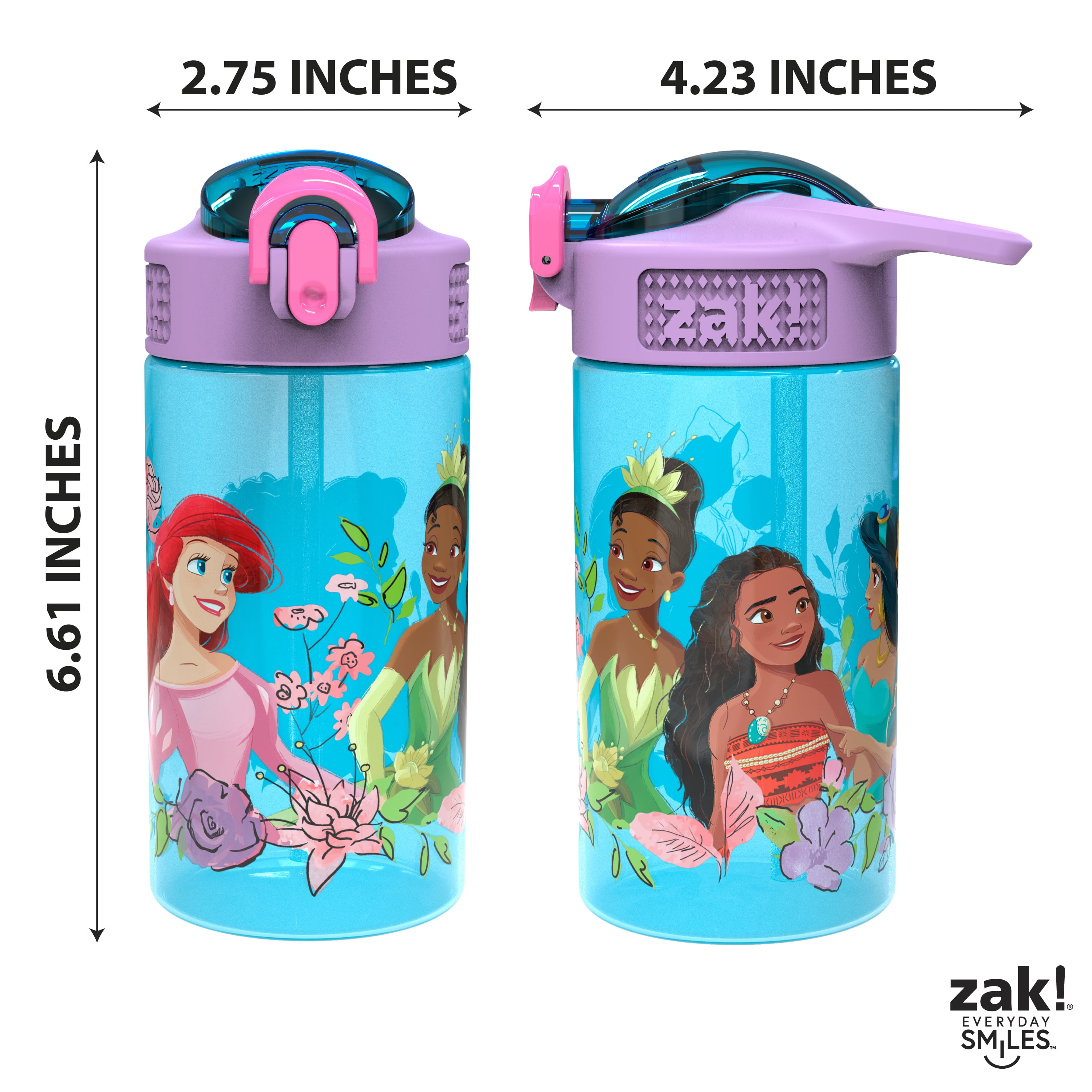 Zak Designs 17.5-oz. Tritan Water Bottle 3-Pack Set Reuseable Plastic with One-Touch Lid, Silicone Spout with, Other