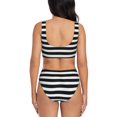 thumbnail image 3 of Honeii Black And White Stripes Print Women’s Bikini Set,Two Piece Swimsuit Bathing Suits,Stylish High Elasticity Swimwear for Beach and Pool, 3 of 7