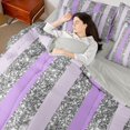 thumbnail image 5 of Homewish Silver Sequins Print Twin Bedding for Girls, Purple Stripe Bedding Comforter Set, Gray Reversible, 7pcs, 5 of 7