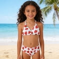 thumbnail image 5 of HOWPAY Girls Swimsuit Tropical Print Sleeveless Tankini Bikini Bottoms Bathing Suit with Cover up Skirt Summer Vacation 2 Piece Swimwear Red, 5 of 9