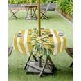 thumbnail image 4 of Outdoor Tablecloth with Umbrella Hole and Zipper 60R Summer Lemon Flowers Leaves Yellow White Stripes Table Cover for Round Tables Waterproof Tabletop Collection for Patio Garden Picnic Camping, 4 of 6