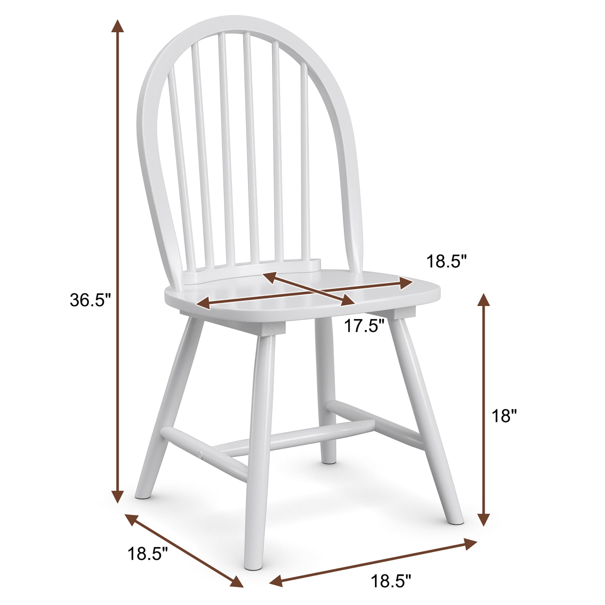 Costway Set of 4 Vintage Windsor Dining Side Chair Wood Spindleback Kitchen Room White